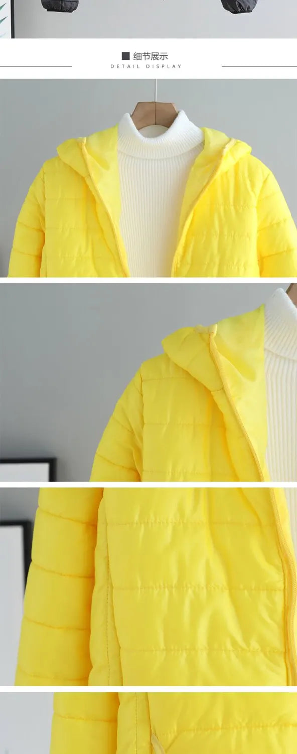 Lightweight Cotton-Padded Jacket For Women 2025 New Winter Cotton Coat Thin Loose Short Women Hooded Parkas Coat Women Outwear