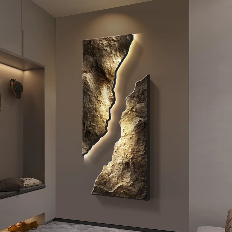 Light Luxury Entrance Decoration Mural Light Abstract Sandstone Texture Hanging Painting Atmospheric 2025 New High-End Corridor