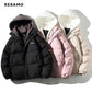 Women Casual All-match Long Sleeve Single Breasted Simple Hooded Parkas 2023 Winter Fake Two Piece Warm Jacket Solid Coat
