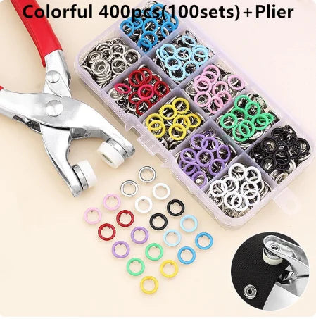 Five Claw Buckle Clamp Set, Baby's Clothes and Shoes Invisible Color Metal Buckle, Shoe Bag Belt Hole Snap Button Plier Tool
