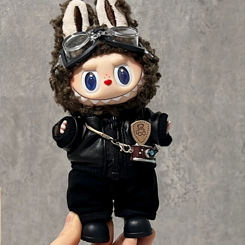 Labubu Baby Clothes Are Cool and Trendyy Earphones Leather Jacket Top Suit First, Second and Third Generation Labubu Clothes Enamel Doll Wear