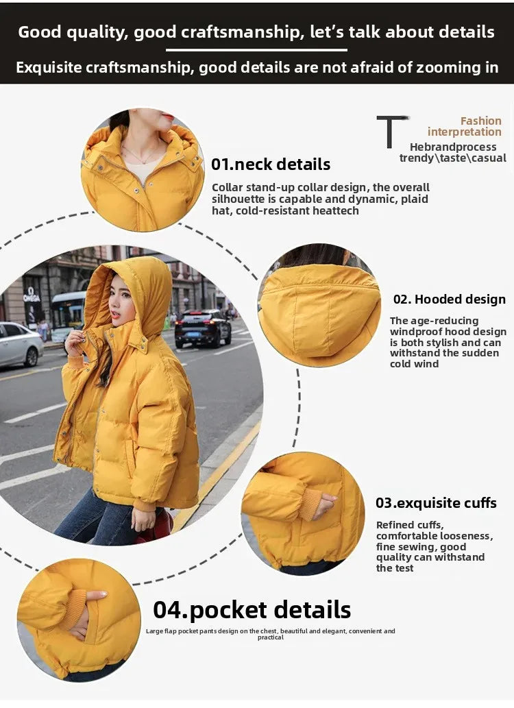 Women's Thickened Cotton Jacket Bread Style Winter Coat Loose Outerwear Student Fashion Korean Version Short Model