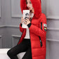 Women Winter Fur Collar Hooded Parka Fashion Letter Patch Zipper Pockets Design Long Jacket Elegant Slim Warm Thick Female Coats