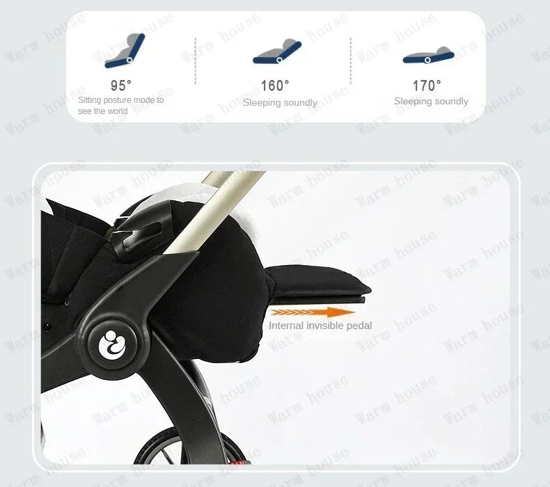 Baby Stroller, Multifunctional Stroller Foldable with Car Seat Baby Car Carriage Portable Baby Stroller 3in1