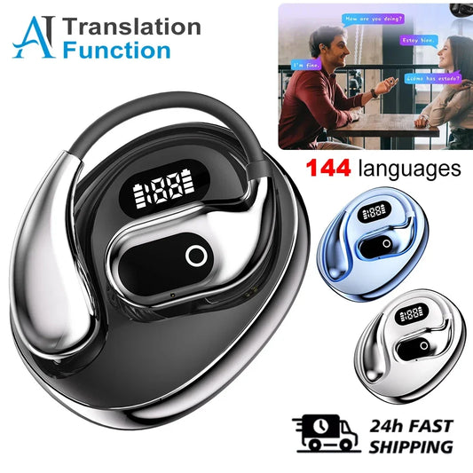 Ai Translators Earphone 144 Languages  Wireless Bluetooth 5.4 Smart Voice Real time Translator Headphones For Travel Business