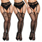 3 Pcs Pantyhose Fishnet Sexy Thigh-High Stockings Suspender Stockings for Women Garter Belt Stockings Hollow Out Pattern Tights