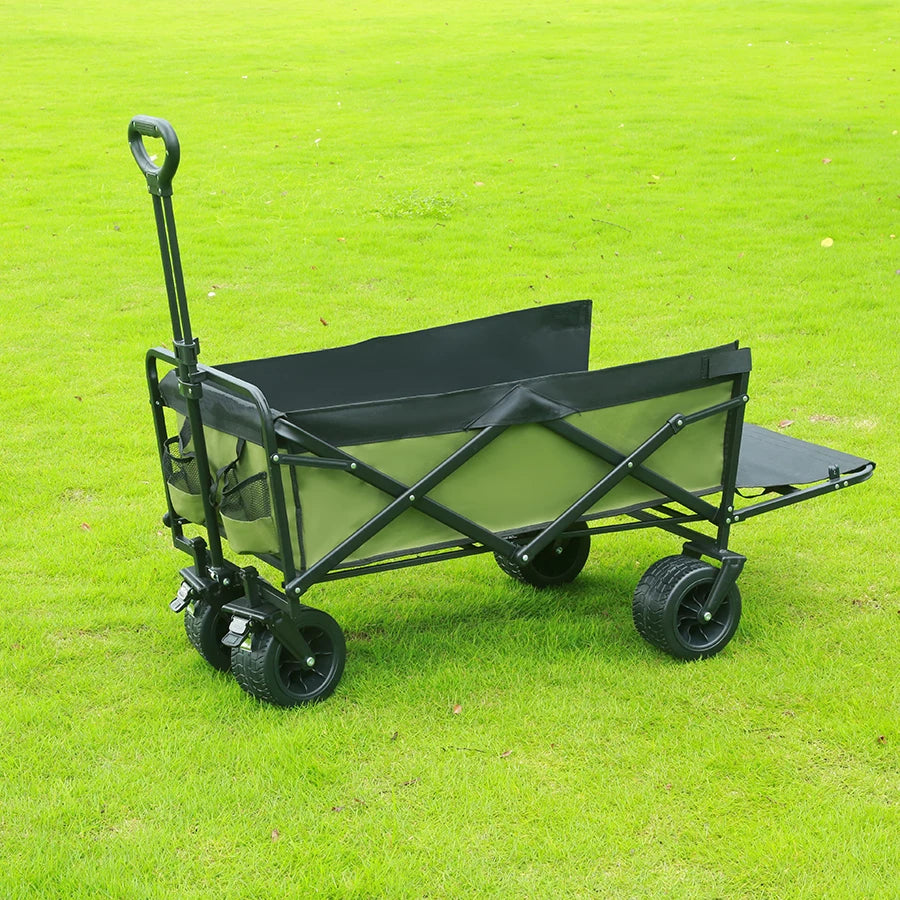 Extra Long Extender Collapsible Wagon Cart Large Weight Capacity Heavy Duty Beach Wagon Cart Outdoor Portable Camping Equipment