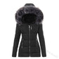 Women Parkas Jacket Cotton Coat Winter Thick Fur Collar Hooded Windproof Padded Jackets Outerwear Zipper Overcoat Office Lady