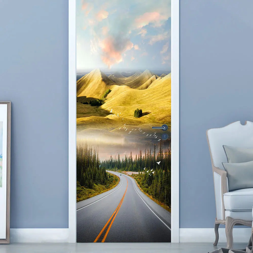 Simulation Of Gilt Leaves DIY Door Stickers Home Decoration Wall Sticker Kitchen Art Mural Peel & Stick Waterpoof PVC Wallpaper