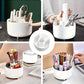 1pc 360 Rotating Cosmetic Case - Tier ABS Plastic Organizer for Brushes/Lipsticks | Vanity/Bathroom Storage, Quick-Clean Surface