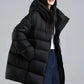 Winter Hooded Warm Mid Length Down Jacket Female Double Zipper Solid Parker Outwears Women 90% White Duck Down Loose Down Jacket
