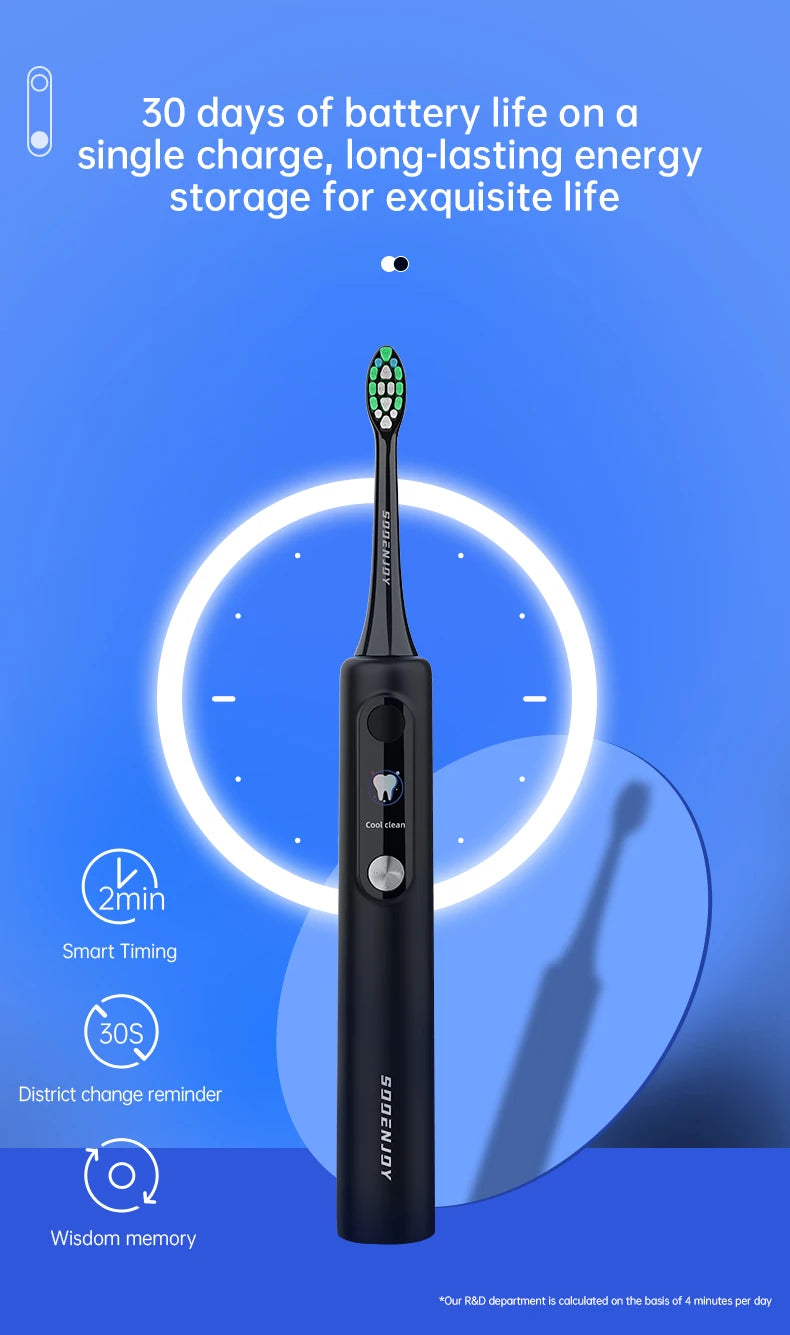 SOOENJOY Smart LCD Screen Sonic Electric Toothbrush NB-1 DIY Mode Cleaner Adult Automatic IPX7 Waterproof Teethbrush