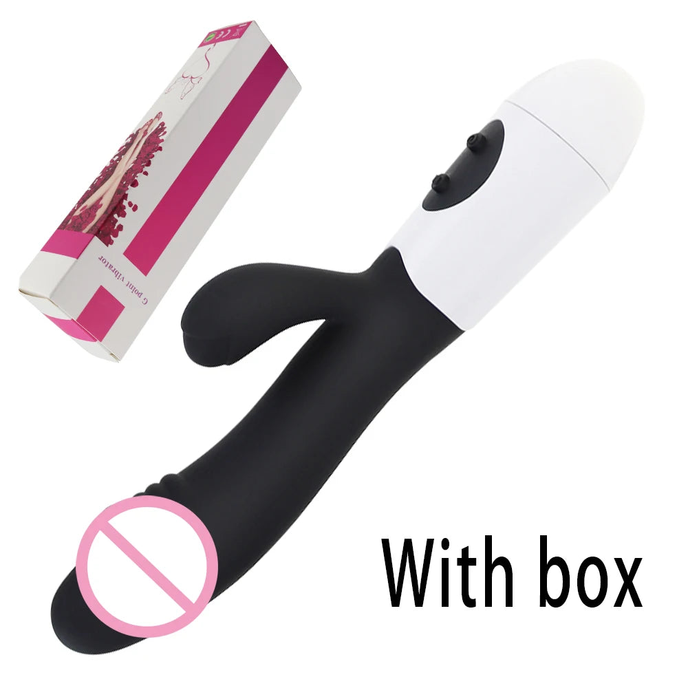 Silicone G Spot Dildo Rabbit Vibrator Dual Vibration 10 Speeds Female Vagina Clitoris Massager Adult Sex Toys For Women