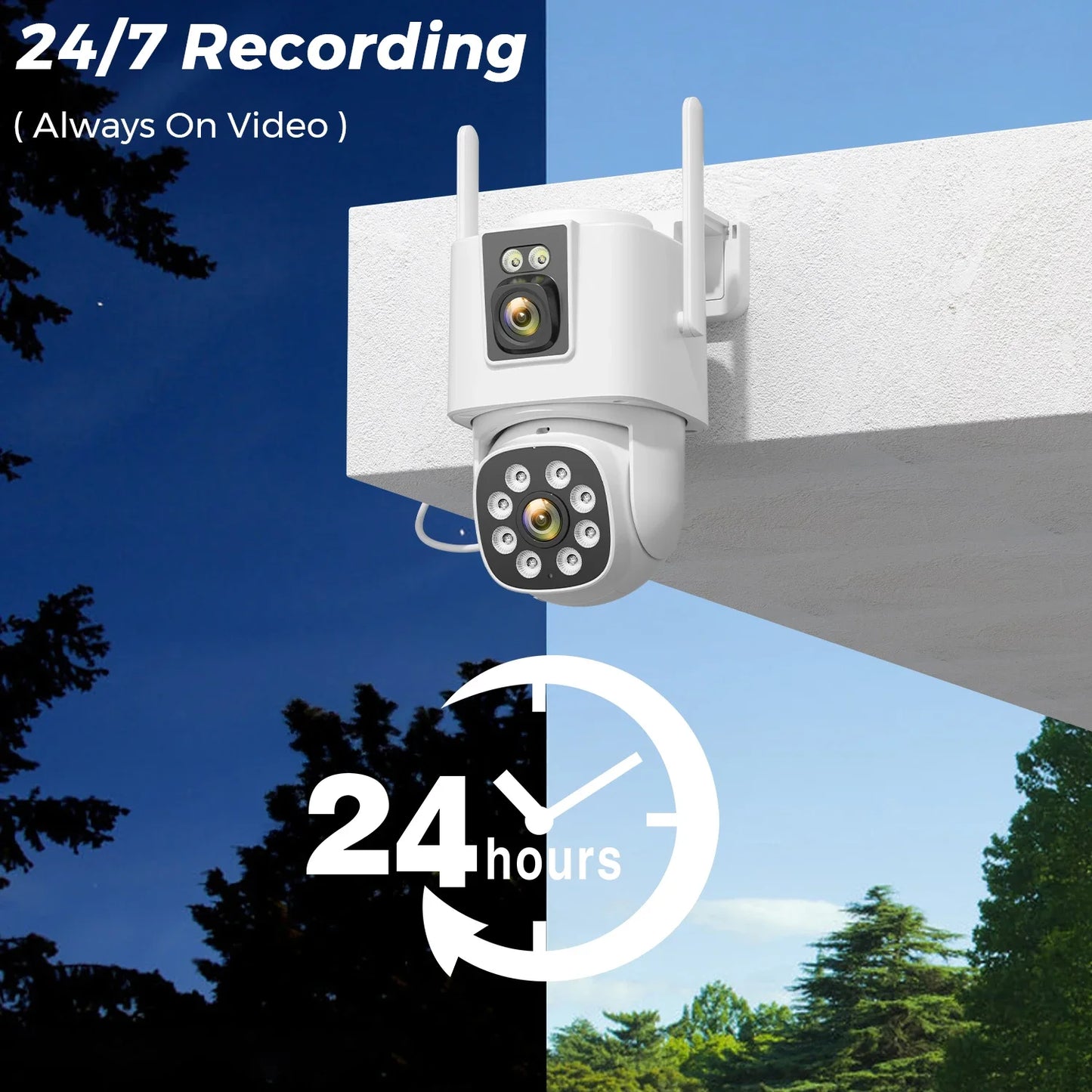 8MP 4K AOV Solar Camera Wifi 7/24 Recording Wireless Outdoor Surveillance Camera Dual Lens 365 Days Standby Home Security ICSEE