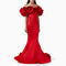 Elegant Wedding Party Dress Red Satin Off the Shoulder Trumpet Formal Evening Gowns Long Ruffle Mermaid Women's Prom Dresses