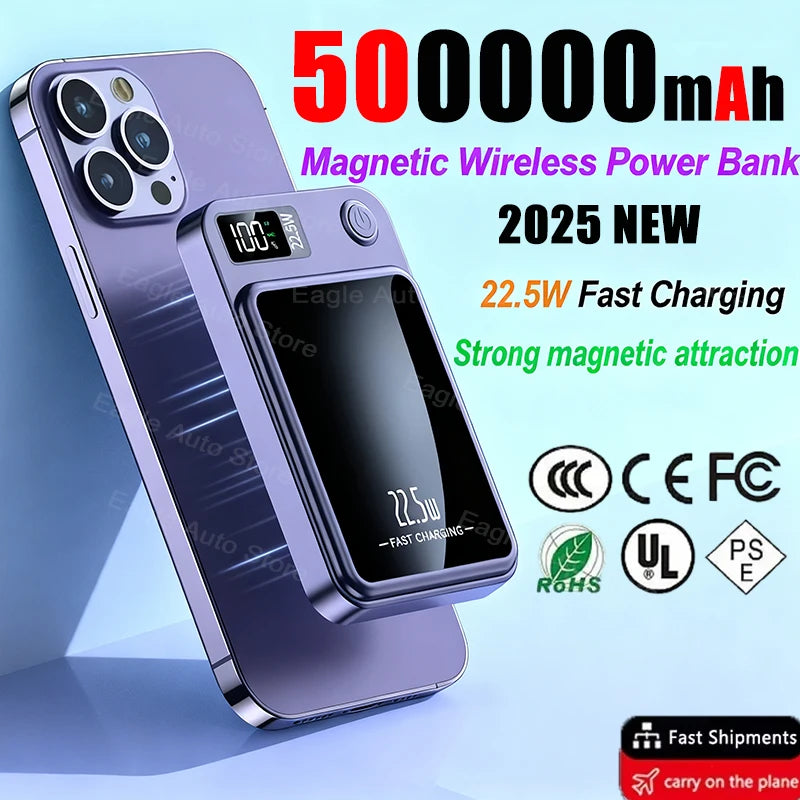 New 200000mAh Magnetic Power Bank Wireless Fast Charger For Magsafe Portable Auxiliary Battery Pack For iphone Huawei Xiaomi