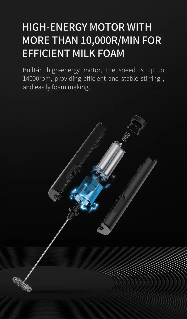 Kitchen Powerful Stirrer Milk Frother Handheld Foam Maker for Lattes Whisk Drink Mixer Coffee Electric Rechargable Egg Beater