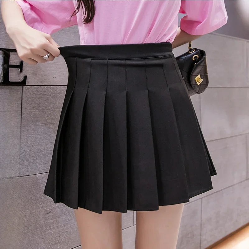Pleated skirt for women in spring and summer, jk white A-line skirt, new Korean version high waisted skirt, versatile plaid skir