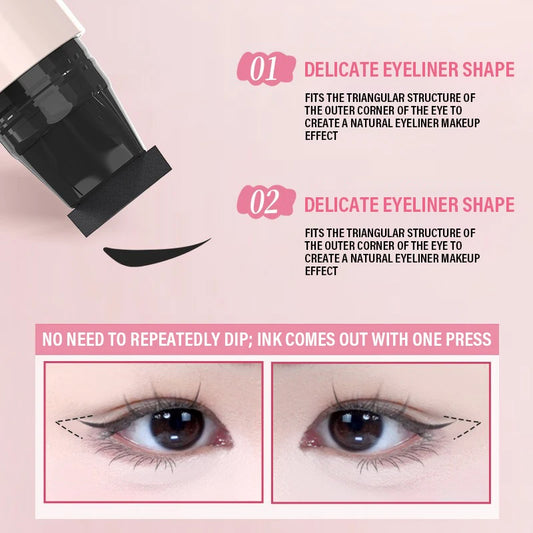 Rotating Eyeliner Stamp Pen Quick-drying Waterproof Eyeliner Liquid Long-lasting Black Brown Eyeliner Small Portable Eye Liner