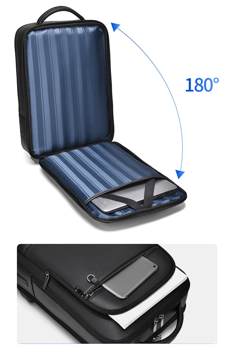 Executive Backpack Men PU Leather USB Charging Satchel Briefcase Office Travel Laptop Office Business Shoulder Back Pack Male