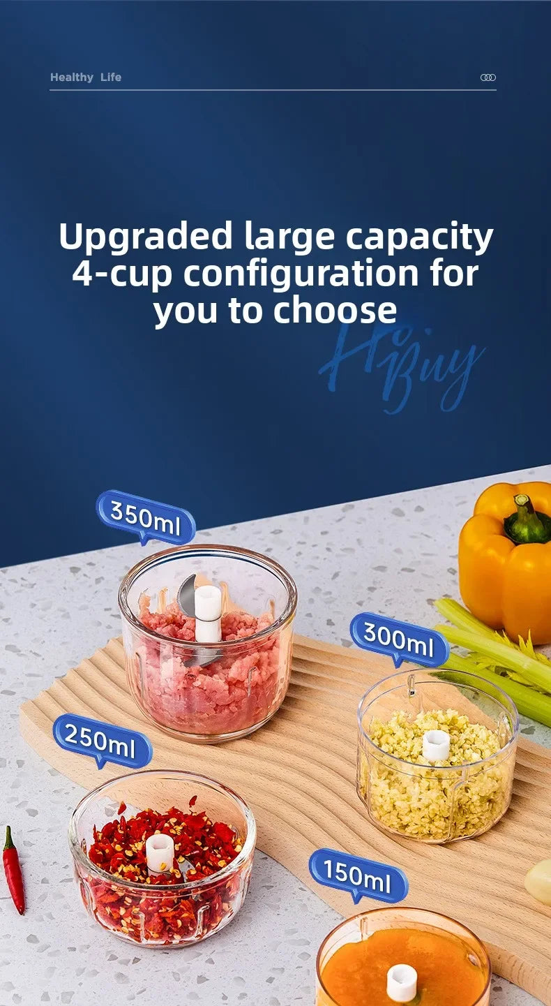 350ML Electric Meat Grinders Food Crusher Garlic masher USB Multifunctional Vegetable Slicer Processor Chopper Kitchen Blenders