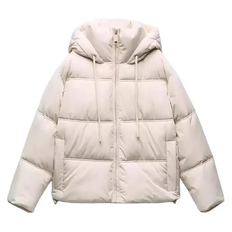 TAOP&ZA Autumn Winter New Casual Warm Cotton Jacket Short Hooded Coat Female Fashionable Long Sleeve Clothing from China