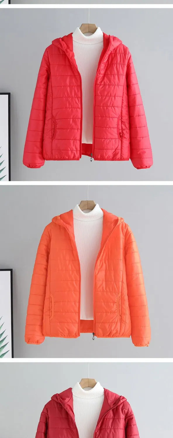 Lightweight Cotton-Padded Jacket For Women 2025 New Winter Cotton Coat Thin Loose Short Women Hooded Parkas Coat Women Outwear