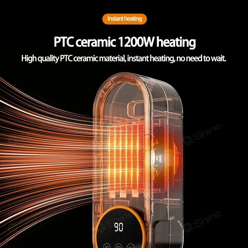 PTC Ceramic Space Heater E68/E68S Desktop Fan Heater 1200W With LED Display Touch/Remote Control Tip-Over Overheat Protection