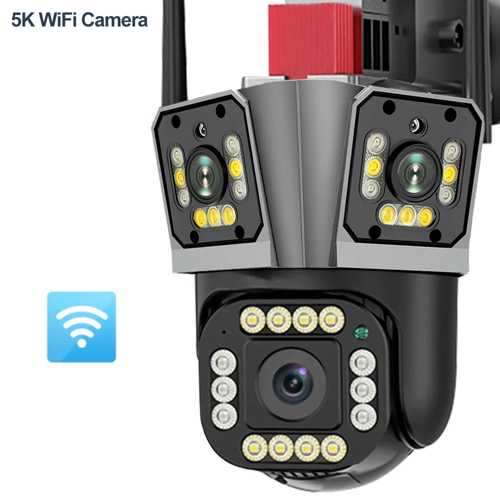 4K Dual Lens Camera Outdoor 10X Zoom PTZ 5K Triple Lens Security Cameras Auto Tracking 8K Four Lens Video Surveillance Webcam