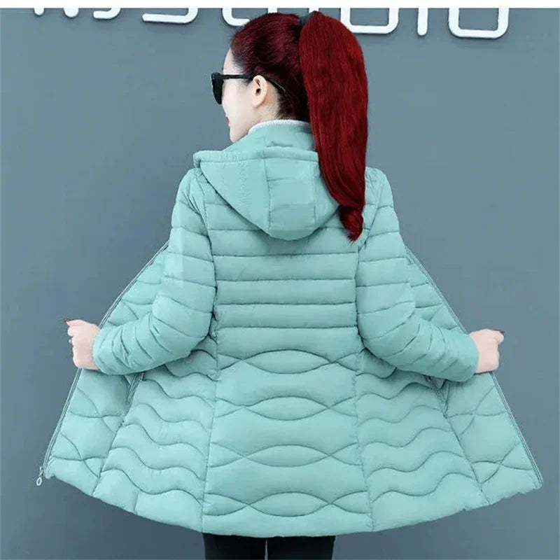 New Women Cotton Coat Autumn Winter Jacket Coat Middle-Aged Elderly Mothers Padded Hooded Keep Warm Down Cotton Overcoat Parkers