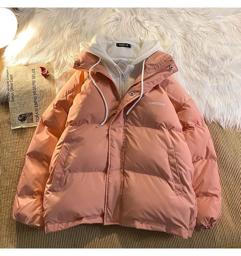 2026 Korean Winter Leisure Cotton Clothes Women Parker coat Y2K Multi-functional Fake Two Pocket Zipper Down Jacket Thick Coat