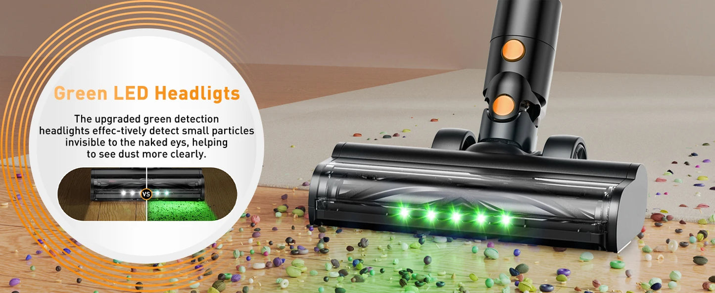 Cordless Vacuum Cleaner 8 in 1 Powerful Suction Lightweight,LED Display,45Mins Detachable Battery Vacuum for Floor/Carpet/Pet
