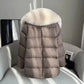 2025 Winter New Mid-length Temperament White Goose Puffer Parkas Women Fox Fur Detachable Large Lapel Fur Down Jacket High Qual