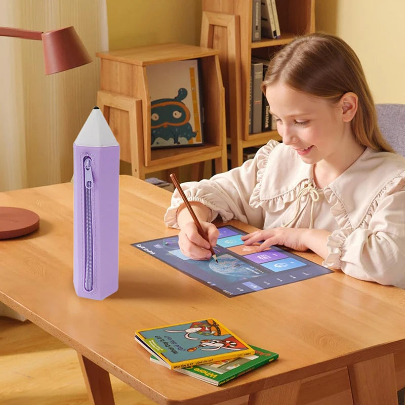 Creative Silicone Pen Bag Case Box Stocking Stuffers Candy Color Large Capacity Zipper Organizer Storage Bag Box Nice Gift