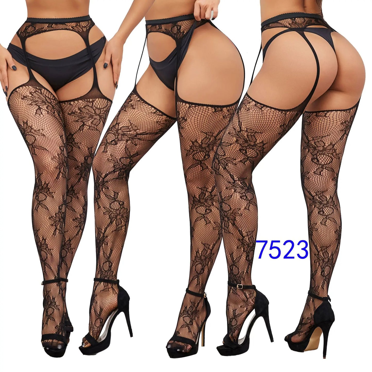 Women Sexy Suspender Stockings Open Crotch Pantyhose Fishnet Tights Hot Fashion Night Party Mesh Net Leggings Garters Hosiery