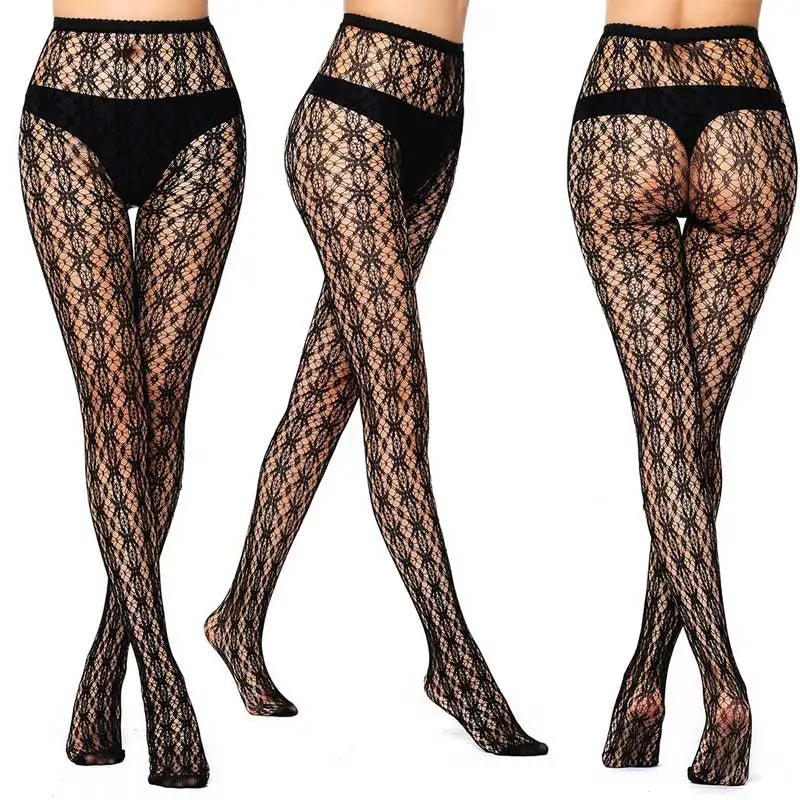 Sexy Mesh Stockings Print Patterns Flower Heart Skull Nylon Push Up  Slim Women Fishnet Tights Y2k Party Club Gothic Pantyhose
