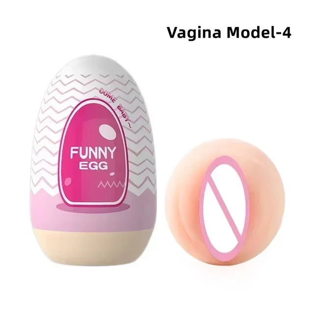 New Egg-Shaped Portable Male Masturbator Made of Soft Rubber with Realistic Vagina Texture Design Penis Massage Adult Sex Toy