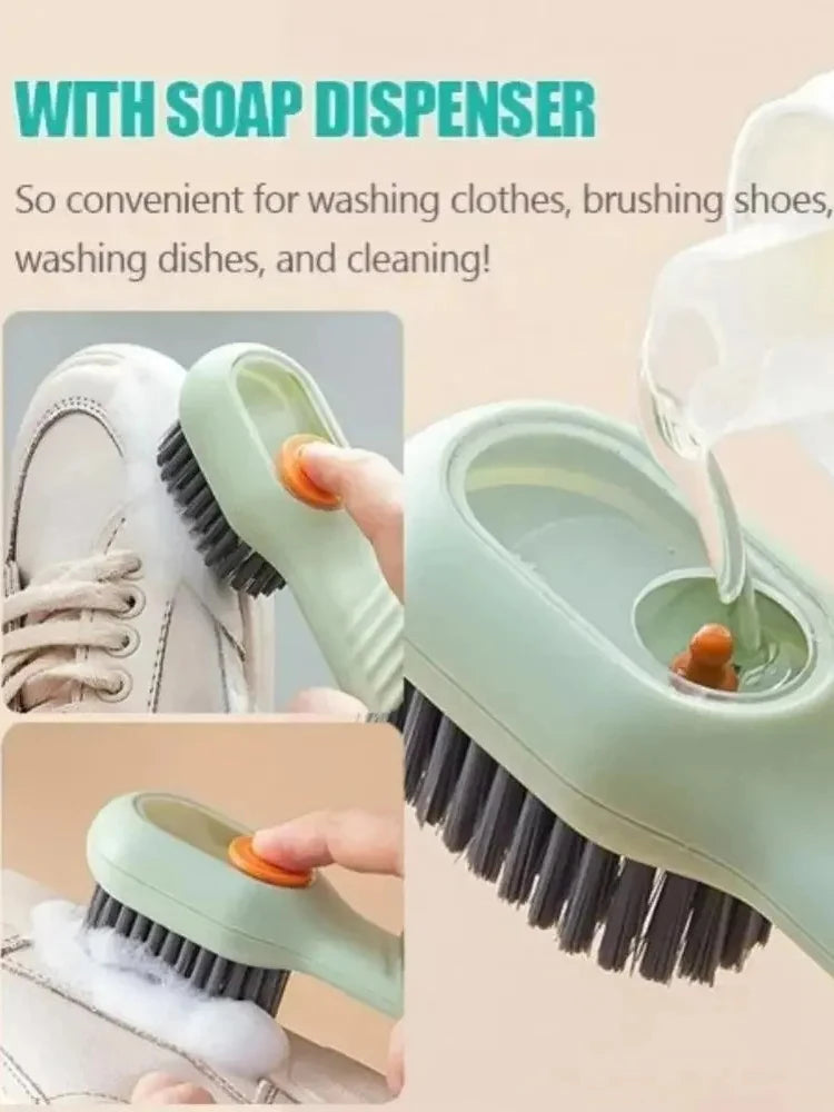 Multifunction Cleaning Shoe Brush Soft Automatic Liquid Shoe Brush Long Handle Clothes Soap Brush With Hook Clean Tool