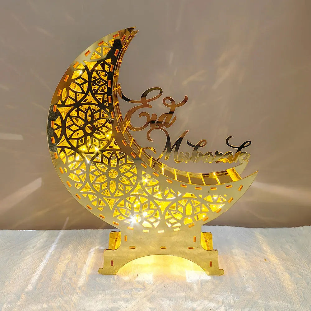 Ramadan Kareem LED candle Acrylic Mirror Moon Castle LED Night Light  Eid Mubarak Al-Fitr Tabletop Ornament DIY Party Gifts