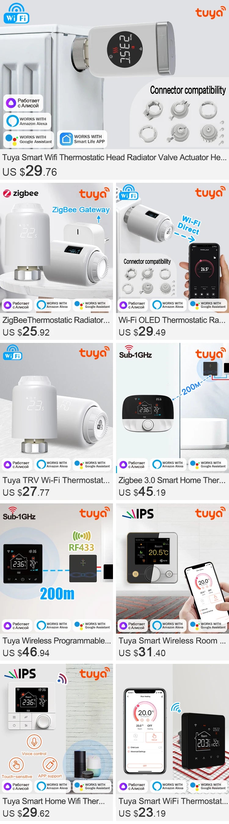 Tuya Thermostatic Radiator Valve Zigbee Thermostat Radiator Valve Tuya Zigbee Smart Home Wifi  Temperature Controller Alexa