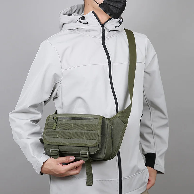 Men's Tactical Fanny Pack Nylon Waist Bag Large Capacity Waterproof Hiking Sports Crossbody Shoulder Bag for Cycling Travel
