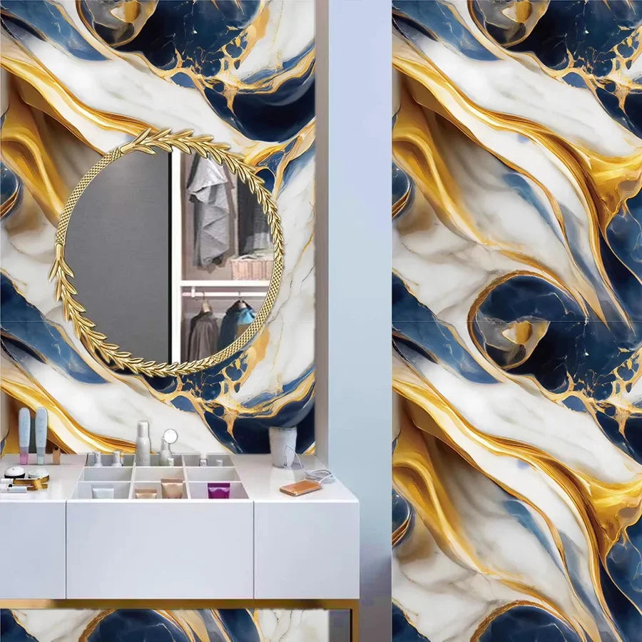 Imitation Marble Self-adhesive Wallpapers for Kitchen Decoration PVC Peel and Stick Wall Stickers Faux Tiles Wall Papers Home