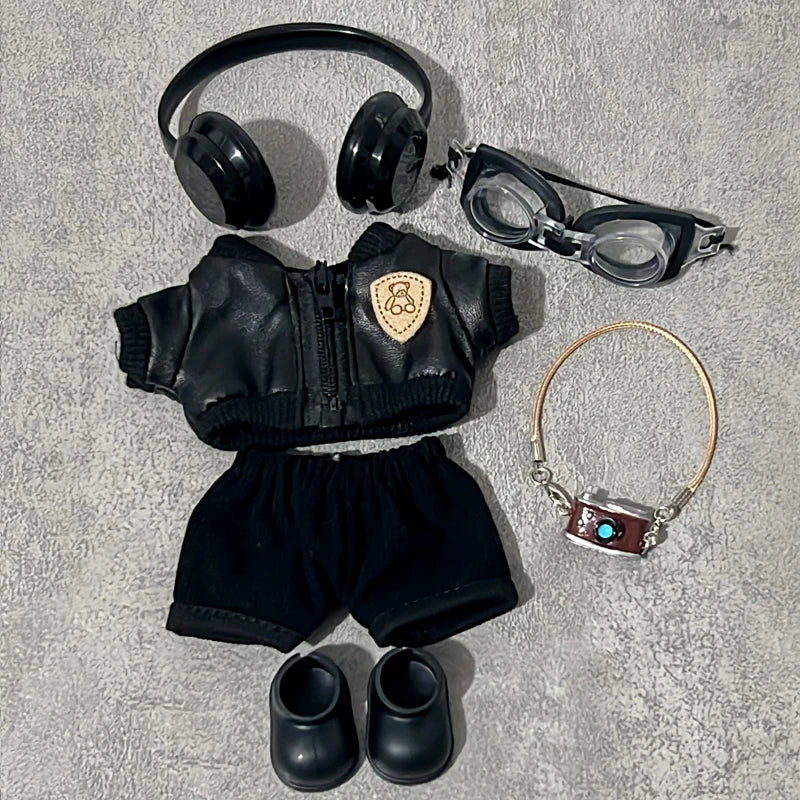 Labubu Baby Clothes Are Cool and Trendyy Earphones Leather Jacket Top Suit First, Second and Third Generation Labubu Clothes Enamel Doll Wear