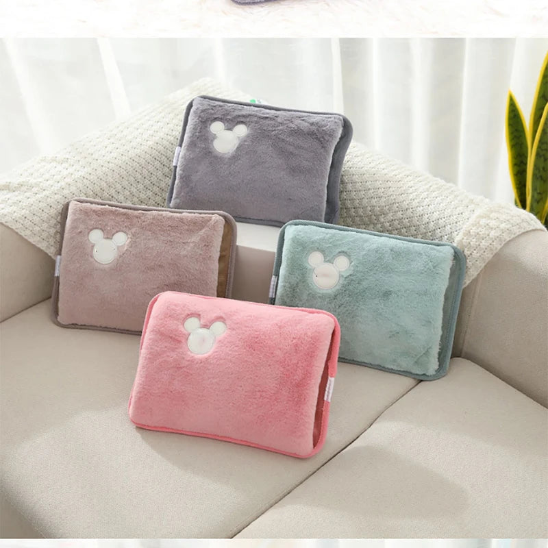 Electric Hot Water Bag Reusable Plush Hot Water Bottle EU Plug Charging Heating Water Bags Winter Warm Hand Pocket