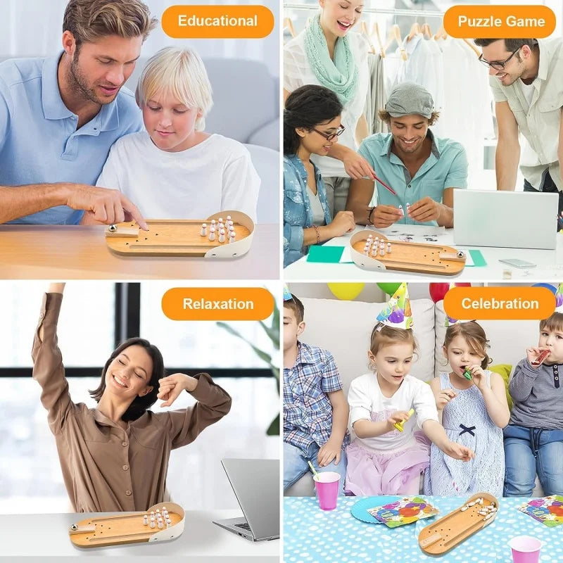 High-end Small Safe Wooden Children's Educational Innovation Toys Mini Bowling Set Tabletop Game Wooden Parent-child Fun Toys