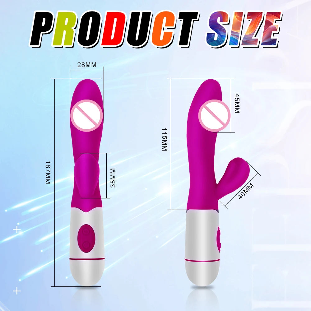 Rechargeable Dildo Rabbit Vibrator Dual Vibration G Spot Vagina Massager AV Stick Clitoris Sex Toys for Women Female Masturbator