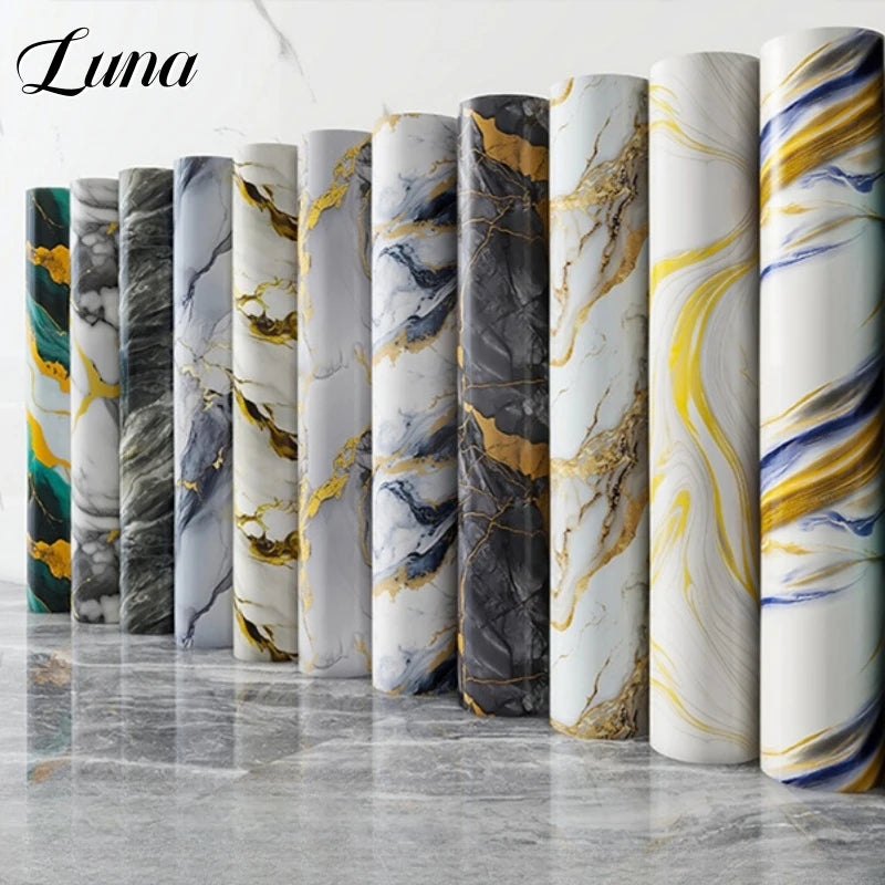 Imitation Marble Self-adhesive Wallpapers for Kitchen Decoration PVC Peel and Stick Wall Stickers Faux Tiles Wall Papers Home