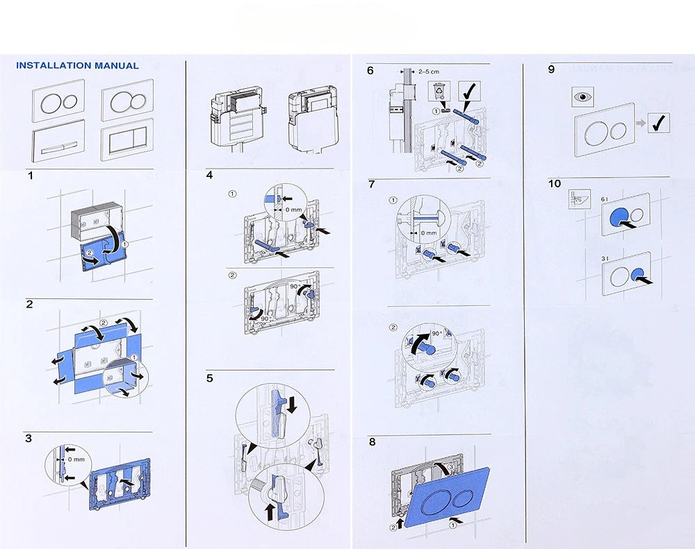 White Dual Flushing Toilet Push Round Buttons Concealed Wall-mount Tanks Flush Pannels Replacement Part Bathroom for Sigma