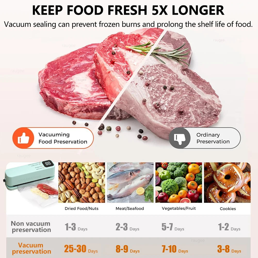 Mini Vacuum Sealer USB Rechargeable Food Packaging Plastic Sealing Machine Wireless Vacuum Sealer Pump With Reusable Zipper Bag