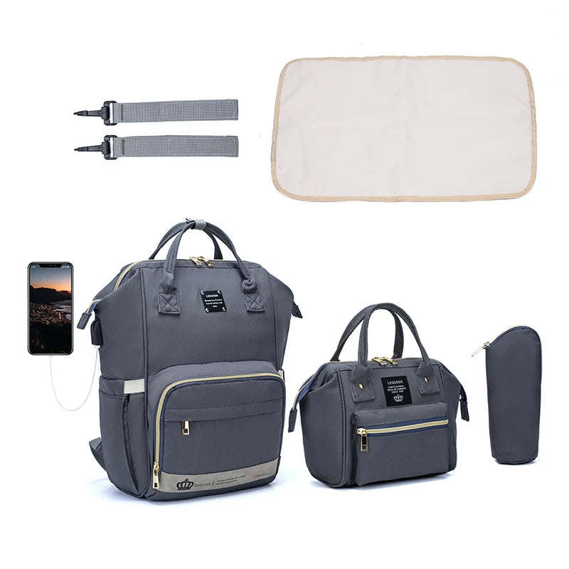 Mommy Bag Fashion Diaper Bag for Baby Nappy Bag Waterproof Mummy Bag with Diaper Pad, Pacifier Bag, Backpack, Hand Bag